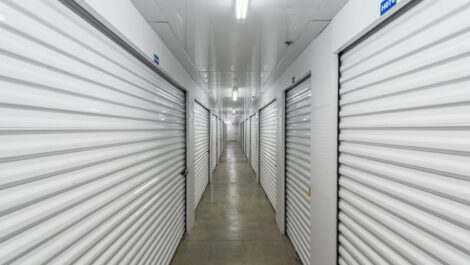 Hallway of indoor storage units at Guardian Self Storage in Monroe, MI.