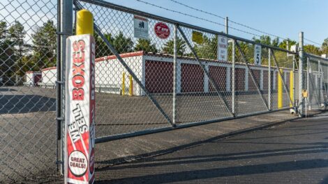Harbor Park Storage facility security gate.