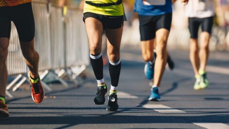 Group of runners running in a race.