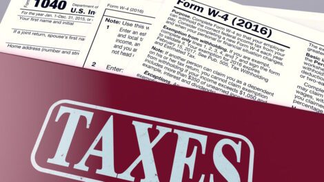 Tax documents in a folder labeled taxes.