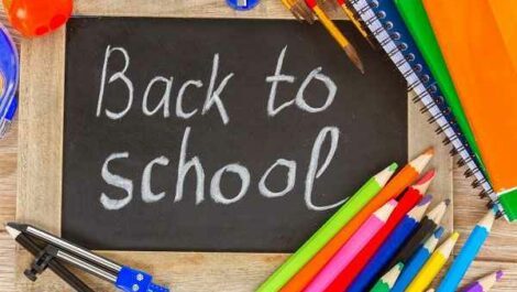 Back To School written on a chalkboard.