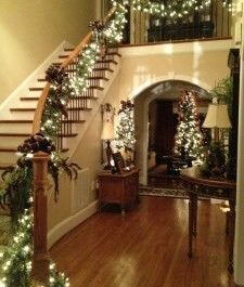 Home entryway decorated for Christmas.