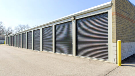 A row of standard storage units at National Storage in Livonia, MI.