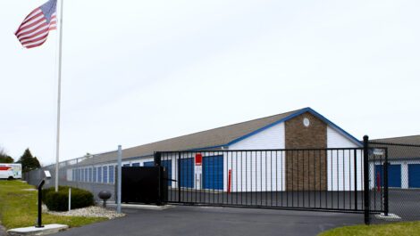 Facility entrance and security gate at National Storage in Grand Rapids, MI.