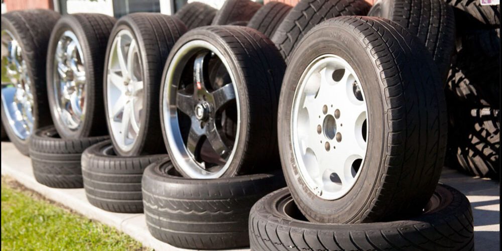 Stacks of tires.