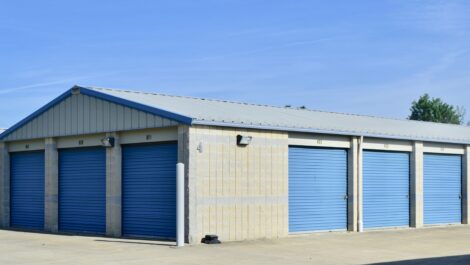 Outdoor, drive-up access storage units at Abbey Road Self Storage.