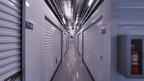 Interior storage unit hallway at National Storage in Traverse City, MI.